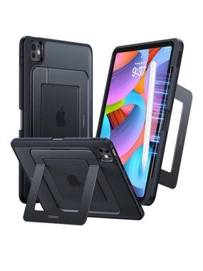 Black iPad Pro 11” 4th, 3rd, 2nd, 1st Gen Kickstand Case with Pencil Holder